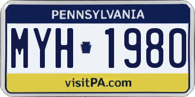 PA license plate MYH1980