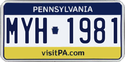 PA license plate MYH1981