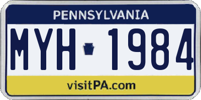 PA license plate MYH1984