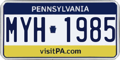 PA license plate MYH1985