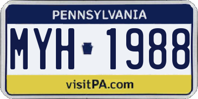 PA license plate MYH1988