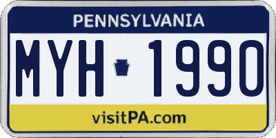 PA license plate MYH1990