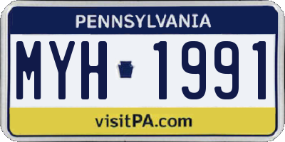 PA license plate MYH1991