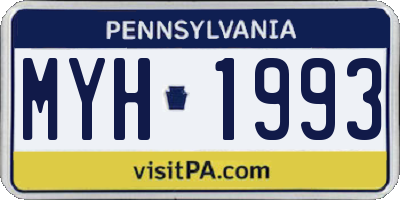 PA license plate MYH1993