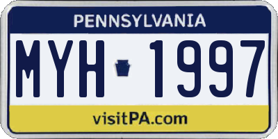 PA license plate MYH1997