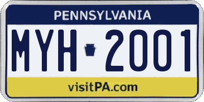 PA license plate MYH2001
