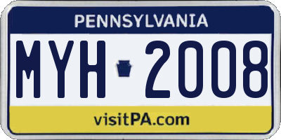 PA license plate MYH2008