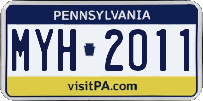 PA license plate MYH2011