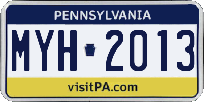 PA license plate MYH2013