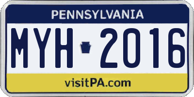 PA license plate MYH2016