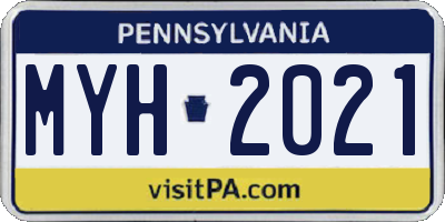 PA license plate MYH2021