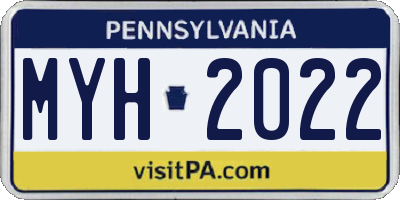 PA license plate MYH2022