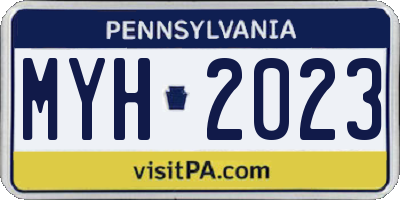 PA license plate MYH2023