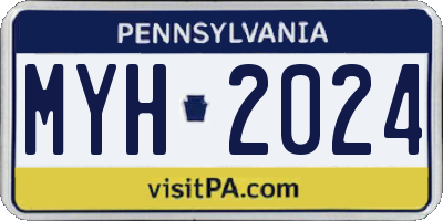 PA license plate MYH2024