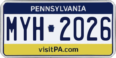 PA license plate MYH2026