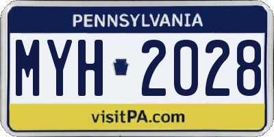 PA license plate MYH2028