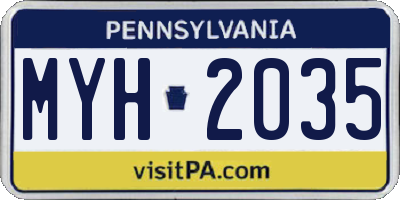 PA license plate MYH2035