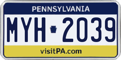 PA license plate MYH2039