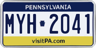 PA license plate MYH2041