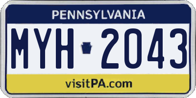 PA license plate MYH2043