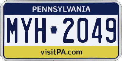 PA license plate MYH2049