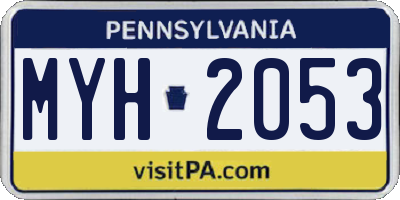 PA license plate MYH2053