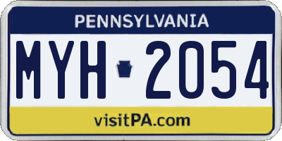 PA license plate MYH2054