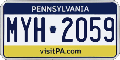 PA license plate MYH2059