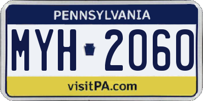 PA license plate MYH2060