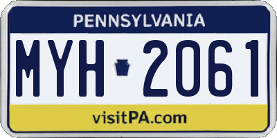 PA license plate MYH2061