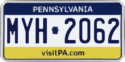 PA license plate MYH2062