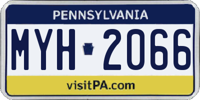 PA license plate MYH2066