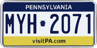 PA license plate MYH2071