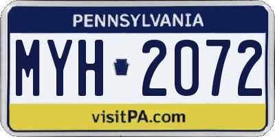 PA license plate MYH2072