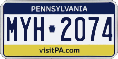 PA license plate MYH2074