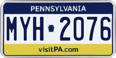 PA license plate MYH2076