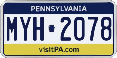 PA license plate MYH2078