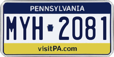 PA license plate MYH2081