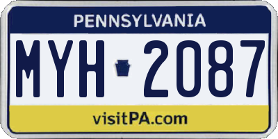 PA license plate MYH2087