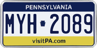 PA license plate MYH2089