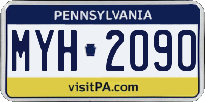 PA license plate MYH2090