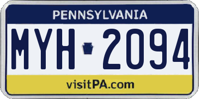 PA license plate MYH2094