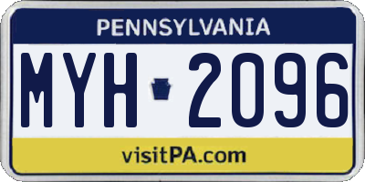 PA license plate MYH2096