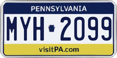PA license plate MYH2099