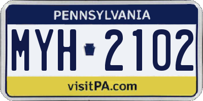 PA license plate MYH2102
