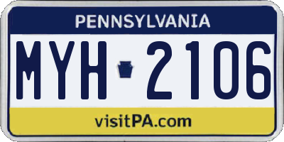 PA license plate MYH2106