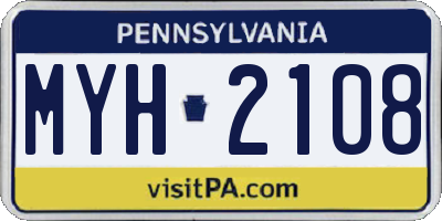 PA license plate MYH2108