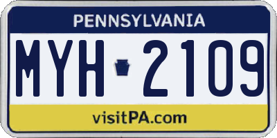 PA license plate MYH2109