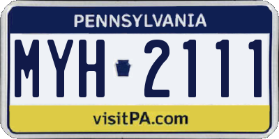 PA license plate MYH2111