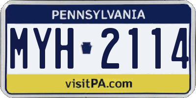 PA license plate MYH2114